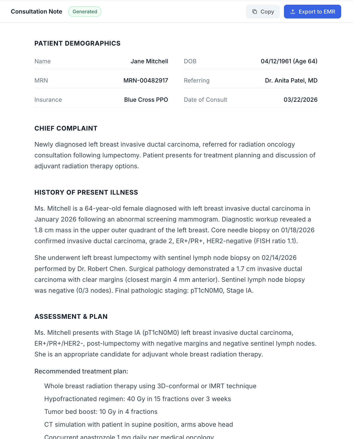 Generated report — consultation note